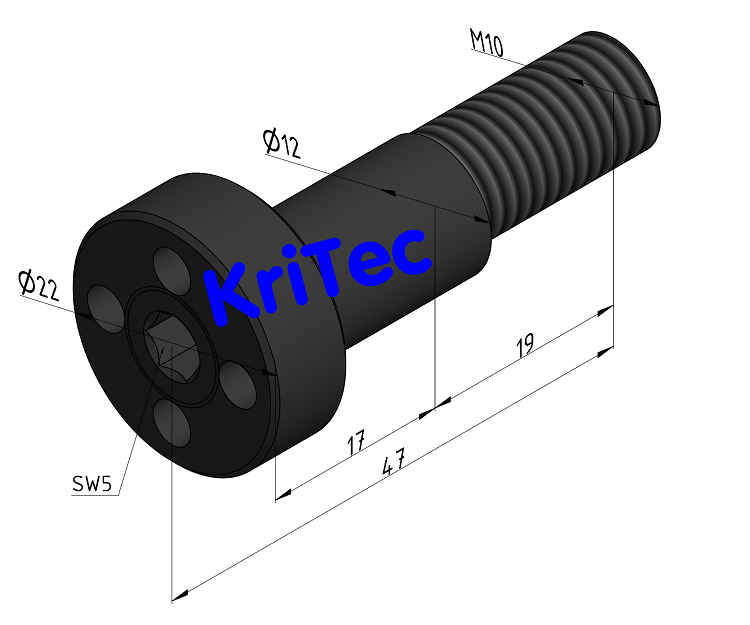 KriTec Bolzen 8 D14 exzentrisch Stahl, schwarz
