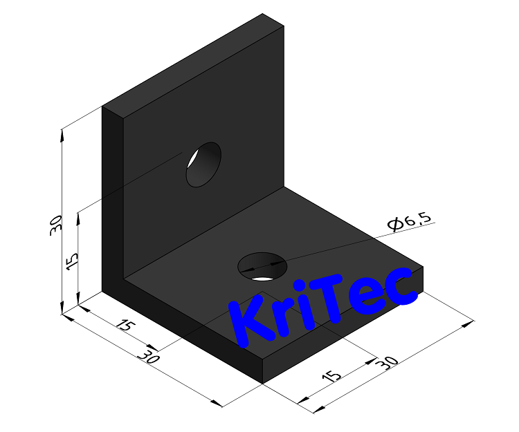 KriTec Aluwinkel 6 30x30x30x4, schwarz pulverbeschichtet