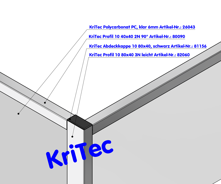 KriTec Profil 10 40x40 2N 90°