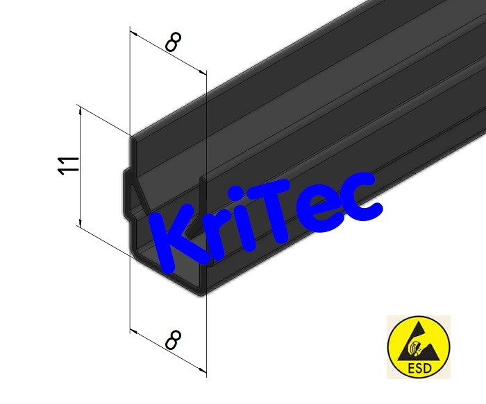 KriTec Abdeck- und Einfassprofil 8 Raster 40, ESD, schwarz