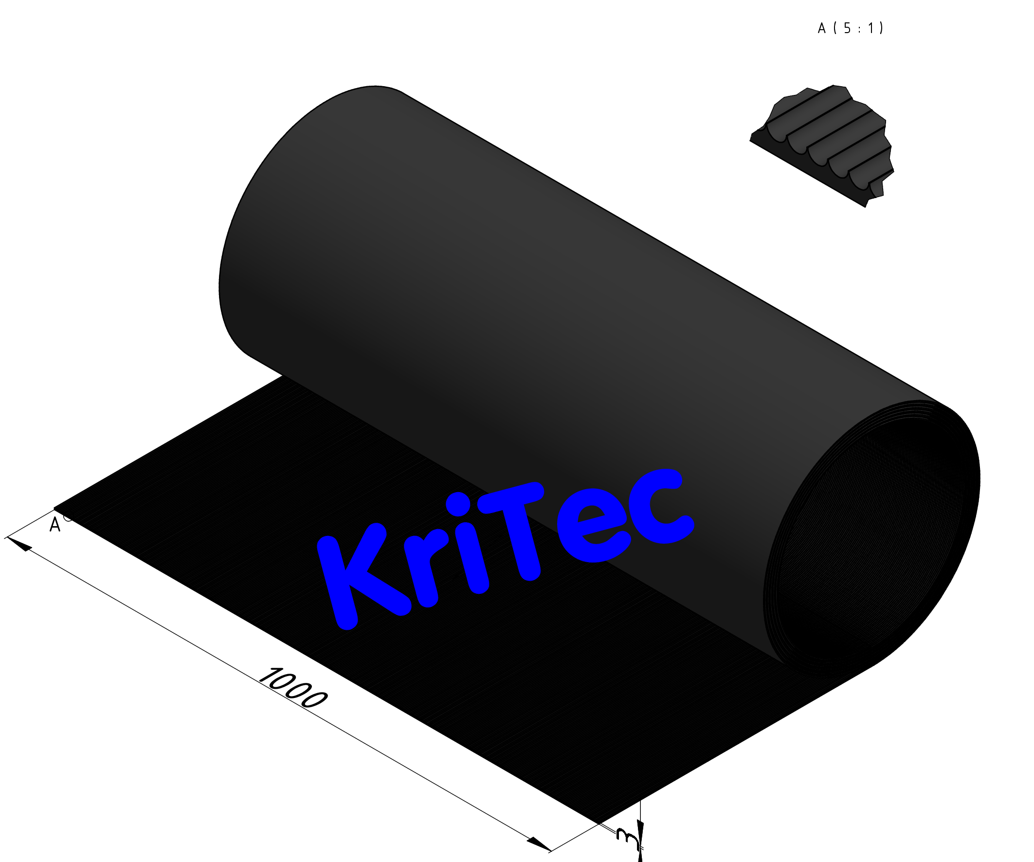 KriTec Riefenmatte 3mm - Auflage-Gummi