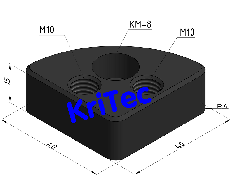 KriTec Transport- und Fußplatte 8 R40-90° 2xM10 schwarz
