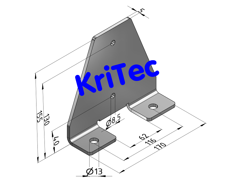KriTec Bodenadapter einspurig gerade für Profil 6 30x30, verzinkt