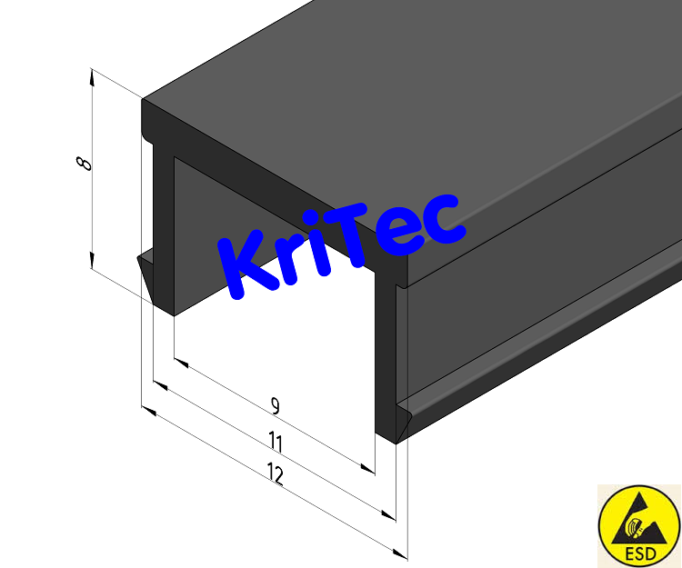 KriTec Abdeckprofil 10 PP schwarz, antistatisch