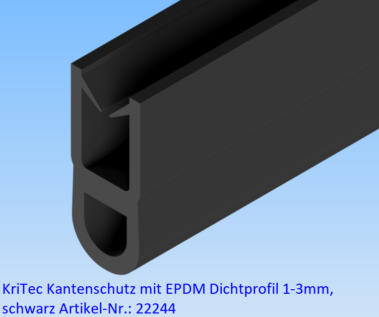 KriTec Kantenschutz mit EPDM Dichtprofil 1-3mm, schwarz