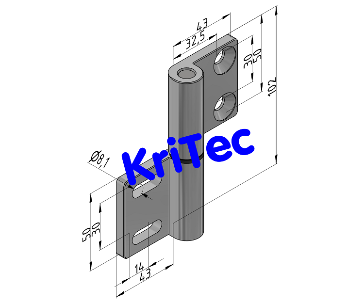 KriTec Scharnier 10 Raster 45 schwer inkl. Befestigungssatz