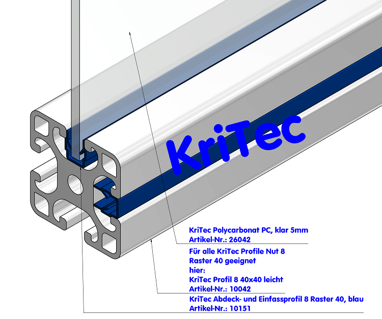 KriTec Abdeck- und Einfassprofil 8 Raster 40, blau