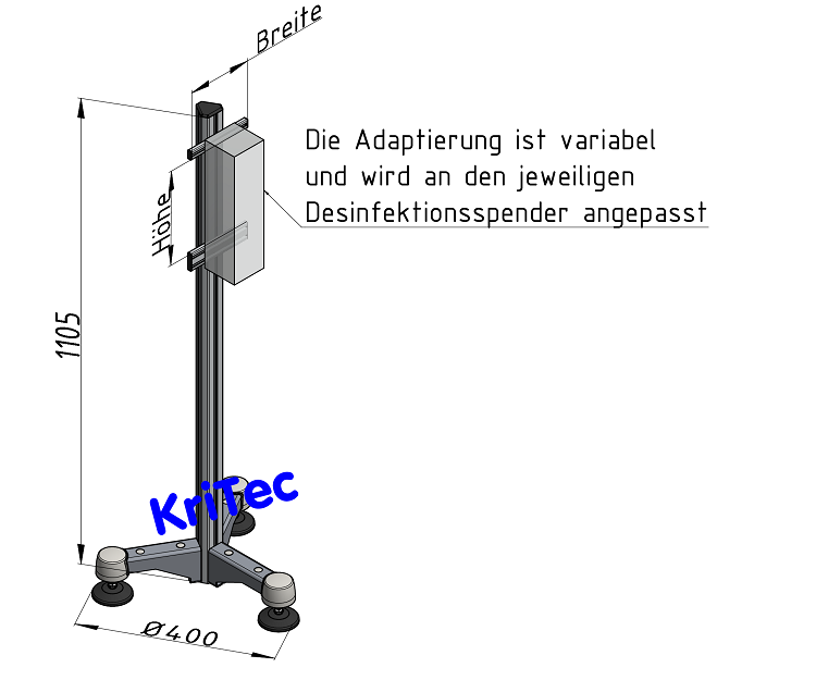 KriTec Ständer für freistehende Desinfektionsstationen
