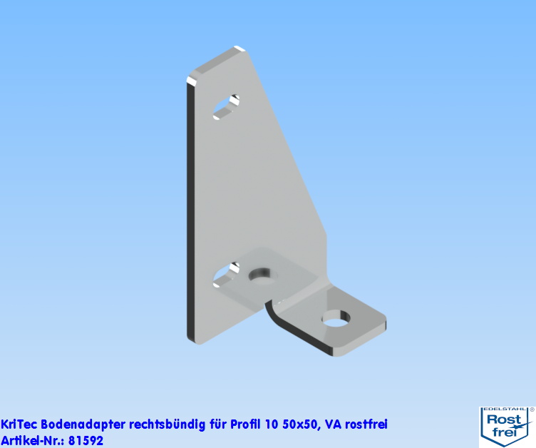 KriTec Bodenadapter rechtsbündig für Profil 10 50x50, VA rostfrei