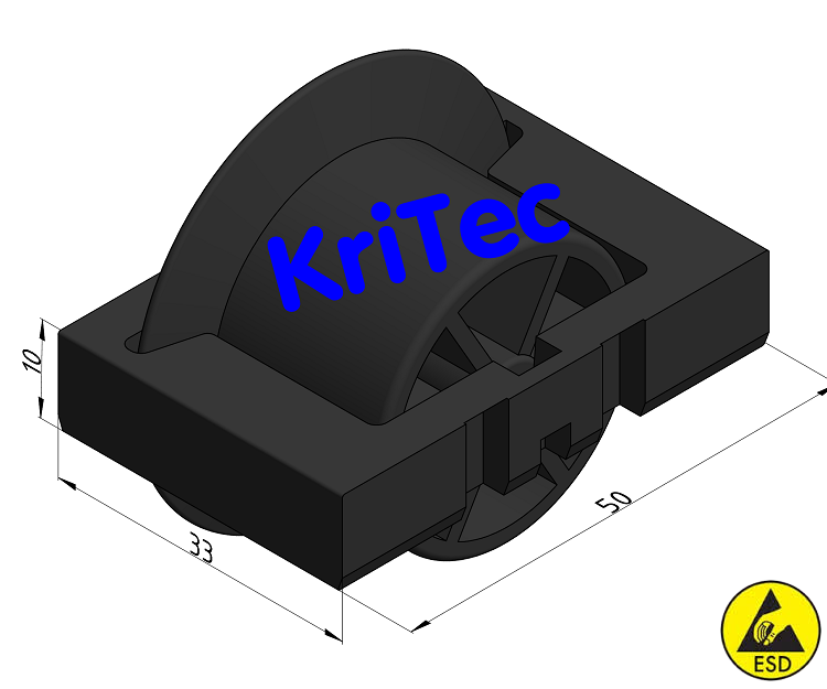 KriTec Rolleneinsatz D30 mit Bordscheibe ESD, schwarz ähnlich RAL 9005