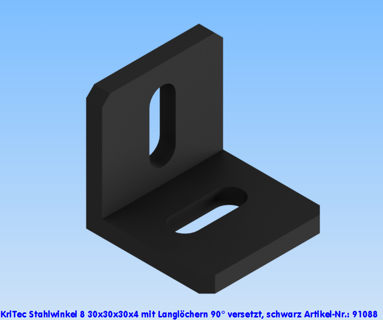 KriTec Stahlwinkel 8 30x30x30x4 mit Langlöchern 90° versetzt, schwarz