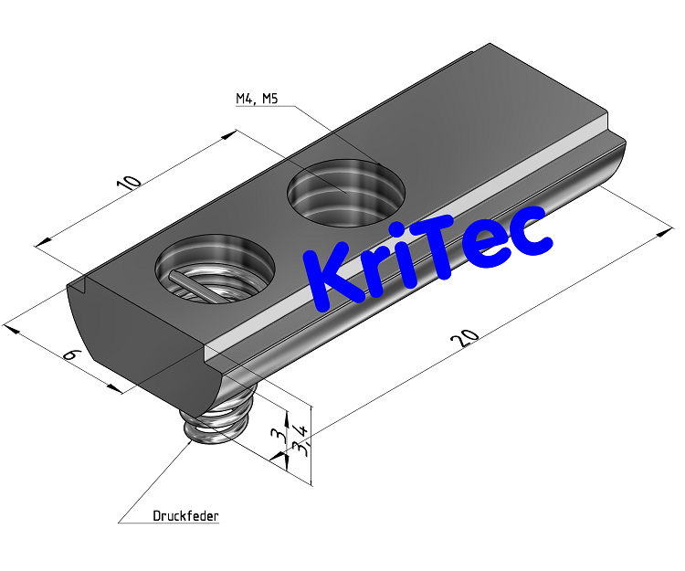 KriTec Nutenstein 6 Raster 20 St einschwenkbar mit Druckfeder