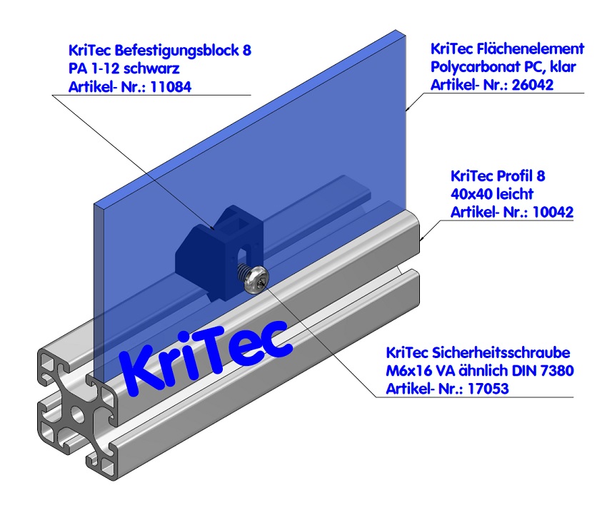 KriTec Befestigungsblock 8 PA 1-12 schwarz