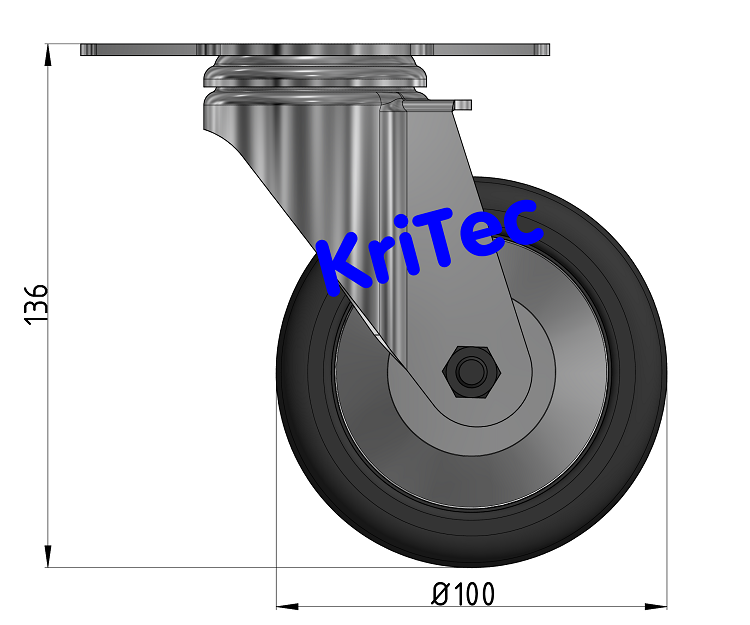 KriTec Lenkrolle D100 120x40 grau