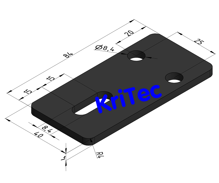 KriTec Vario-Lasche 10 Raster 40 84x40x4 St schwarz pulverbeschichtet