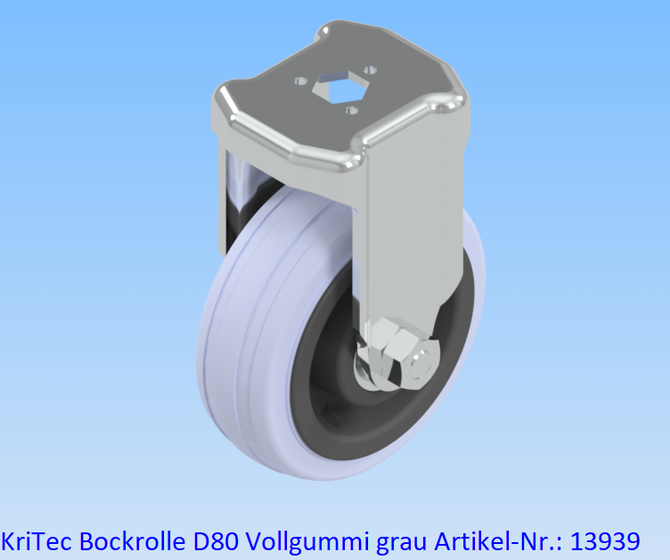 KriTec Bockrolle D80 Vollgummi grau