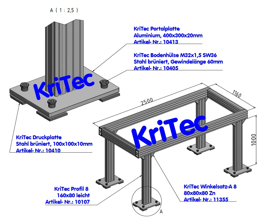 KriTec Profil 8 160x80 leicht