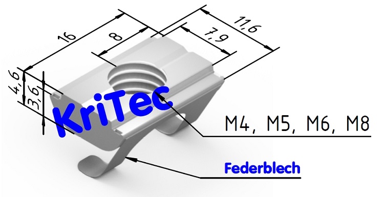 KriTec Nutenstein 8 Raster 30 St mit Steg und Federblech