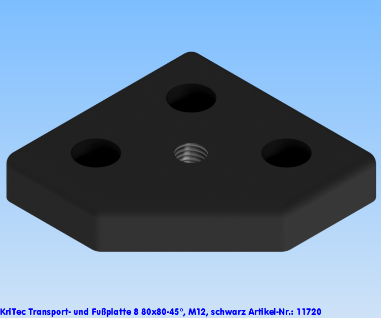 KriTec Transport- und Fußplatte 8 80x80-45°, M12, schwarz