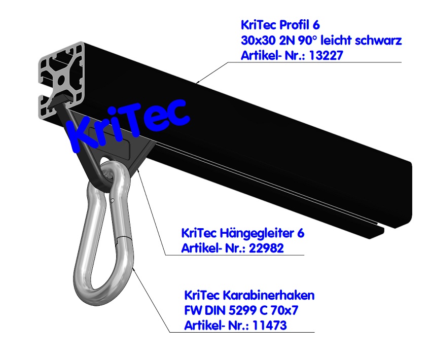 KriTec Profil 6 30x30 2N 90° leicht schwarz