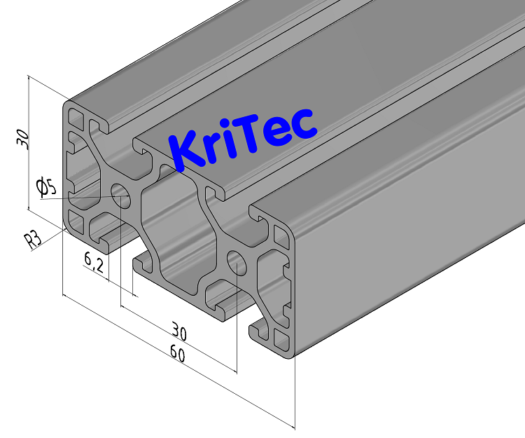 KriTec Profil 6 60x30 2N 180° leicht