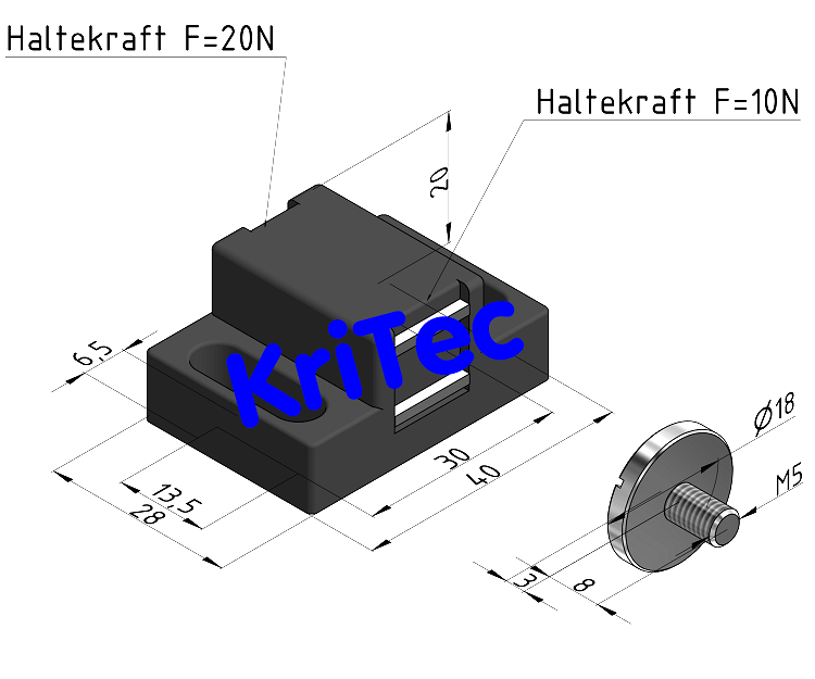 KriTec Magnetverschluss 10 Raster 40