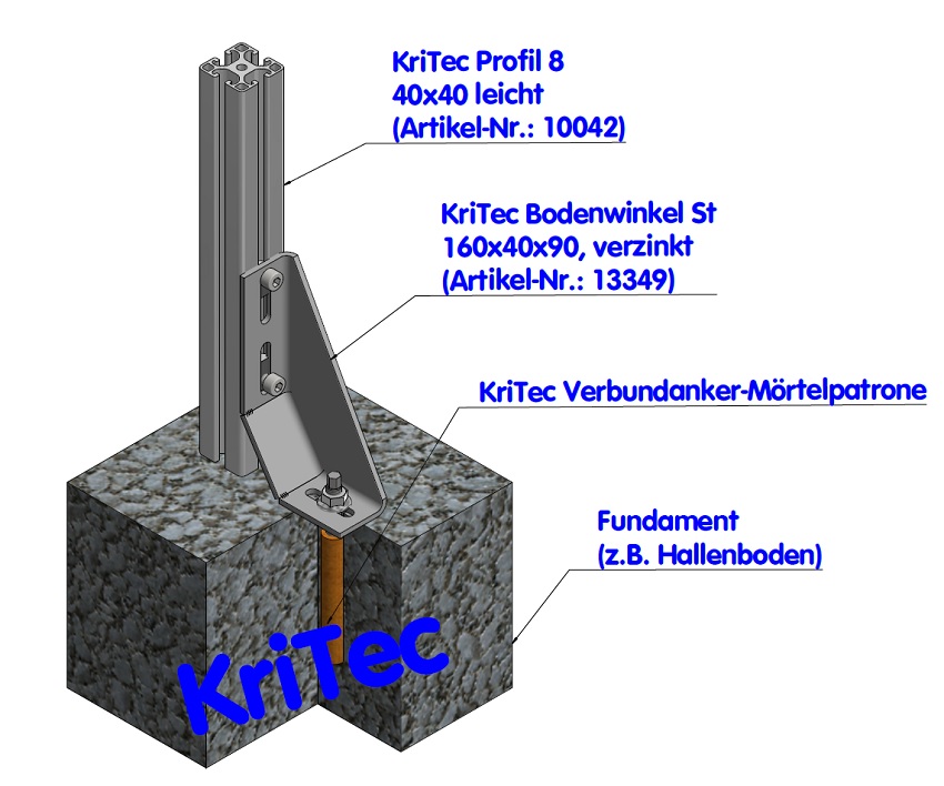 KriTec Bodenwinkel St 160x40x90, verzinkt