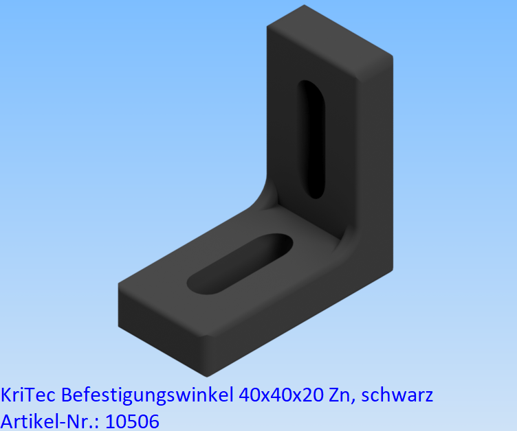 KriTec Befestigungswinkel 40x40x20 Zn, schwarz