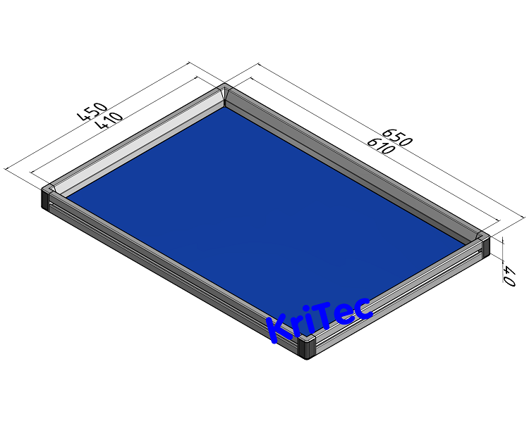KriTec Tablett 6x4 ESD, Rand vierseitig, Innenmaß 610x410mm, blau ähnl. RAL 5015