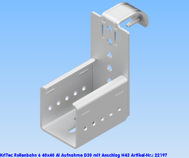 KriTec Rollenbahn 6 40x40 Al Aufnahme D30 mit Anschlag H43
