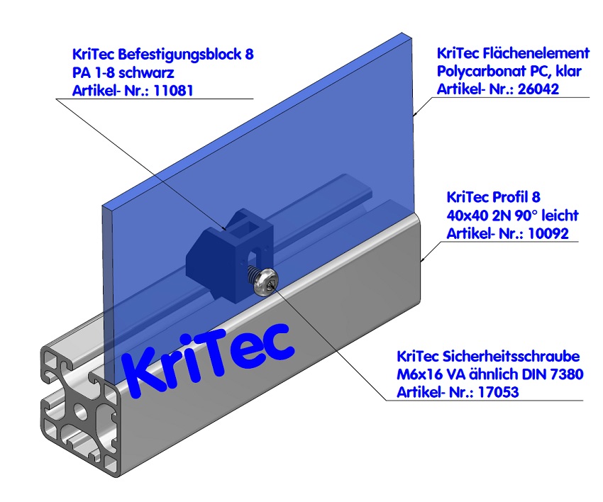 KriTec Befestigungsblock 8 PA 1-8 schwarz