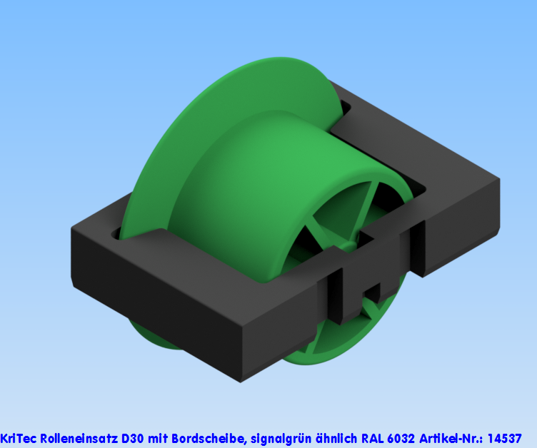 KriTec Rolleneinsatz D30 mit Bordscheibe, signalgrün ähnlich RAL 6032