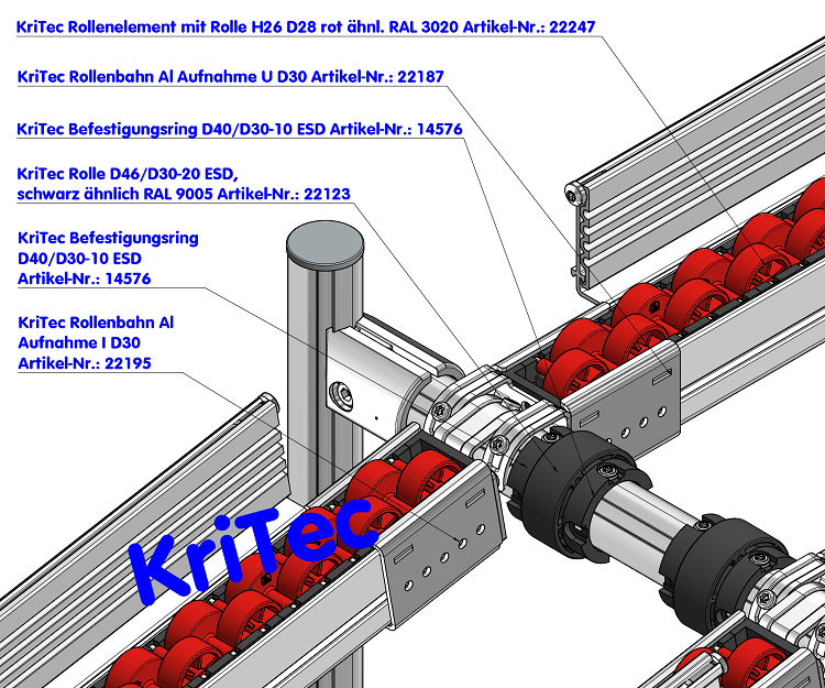 KriTec Rollenbahn 6 40x40 Al Aufnahme U D30