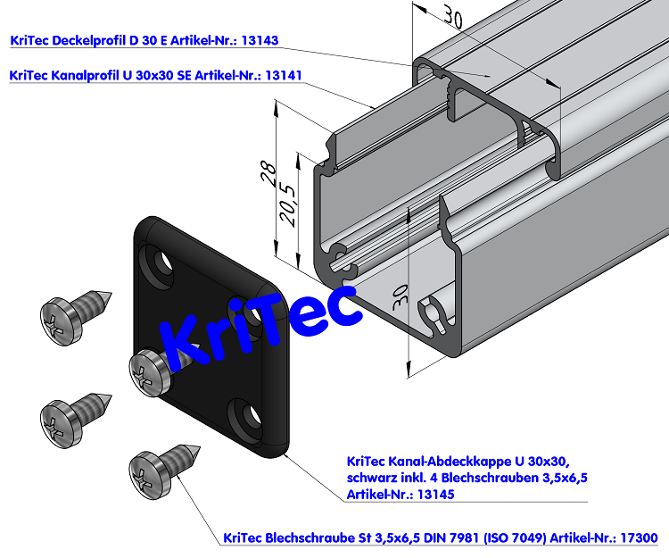 KriTec Kabelkanalprofil U 30x30 SE