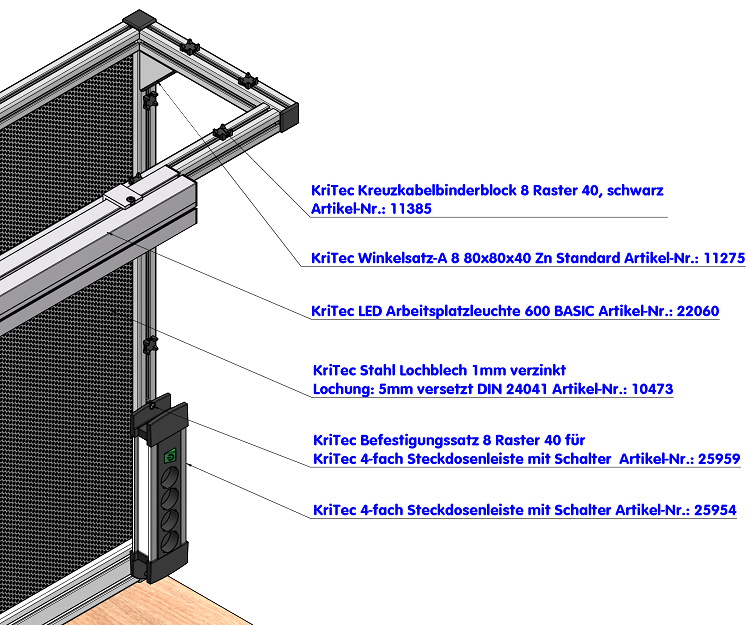KriTec Winkel 8 80x80x40 Zn Standard