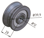 KriTec Laufrolle D14K, schwarz