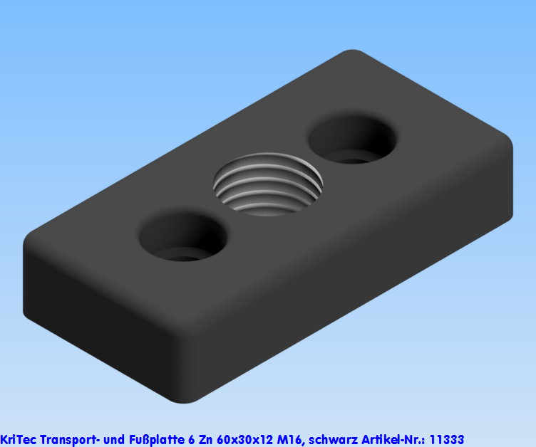 KriTec Transport- und Fußplatte 6 Zn 60x30x12 M16