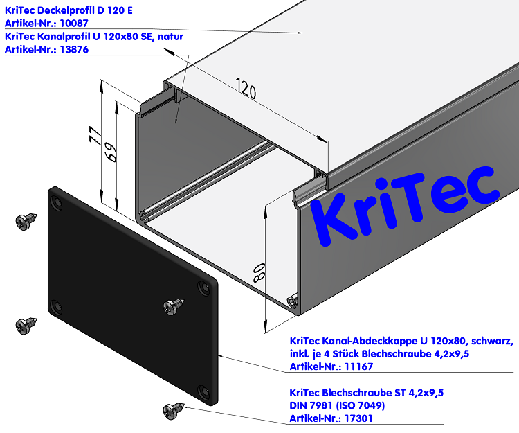 KriTec Kanalprofil U 120x80 SE, natur