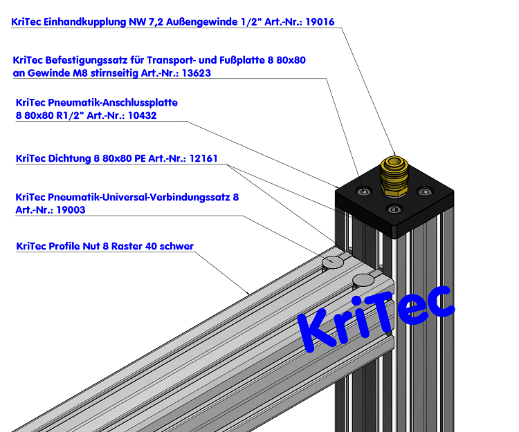 KriTec Transport- und Fußplatte 8 Zn 80x80x15 M10