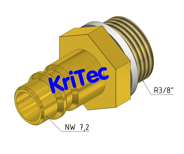KriTec Stecknippel NW 7,2 mit Außengewinde 3/8zoll