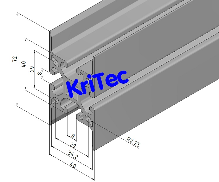 KriTec Behälterprofil 8 80x40, natur