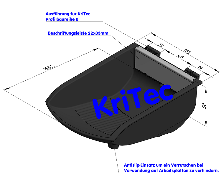 KriTec Greifschale 8 105x130x50 schwarz ähnl. RAL 9005