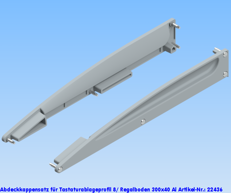 KriTec Abdeckkappensatz für Tastaturablageprofil 8/ Regalboden 300x40 Al