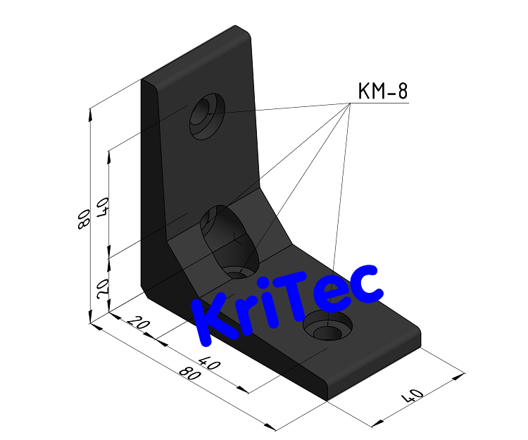 KriTec Winkel 8 80x80x40 schwarz