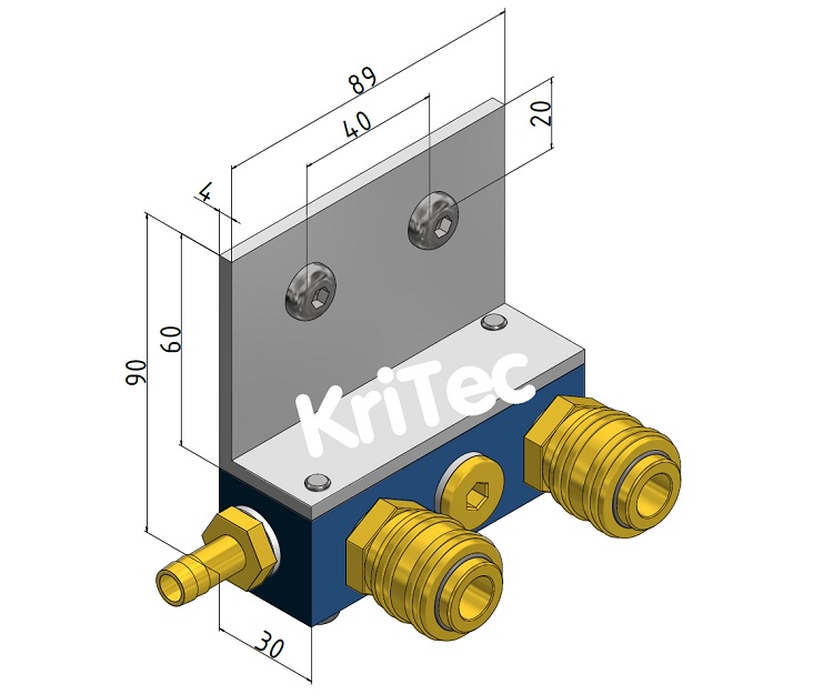KriTec Pneumatik Anschlussblock 1/4"