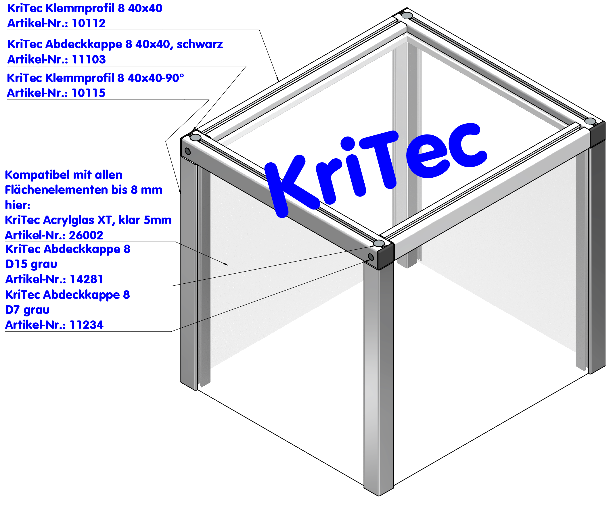 KriTec Klemmprofil 8 40x40-90°