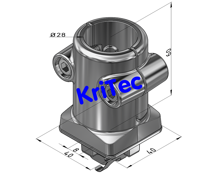 KriTec Adapter von D28 auf Nut 8 inkl. Befestigungssatz