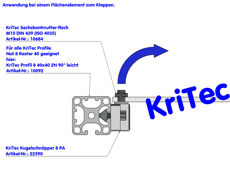 KriTec Profil 8 40x40 2N 90° leicht
