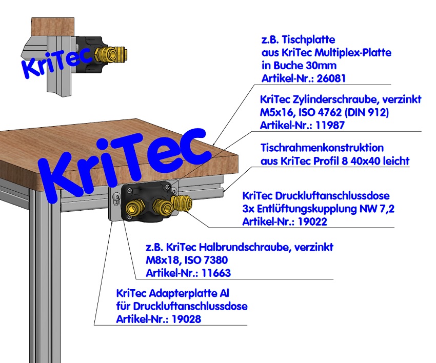 KriTec Druckluftanschlussdose 3x Entlüftungskupplung NW 7,2