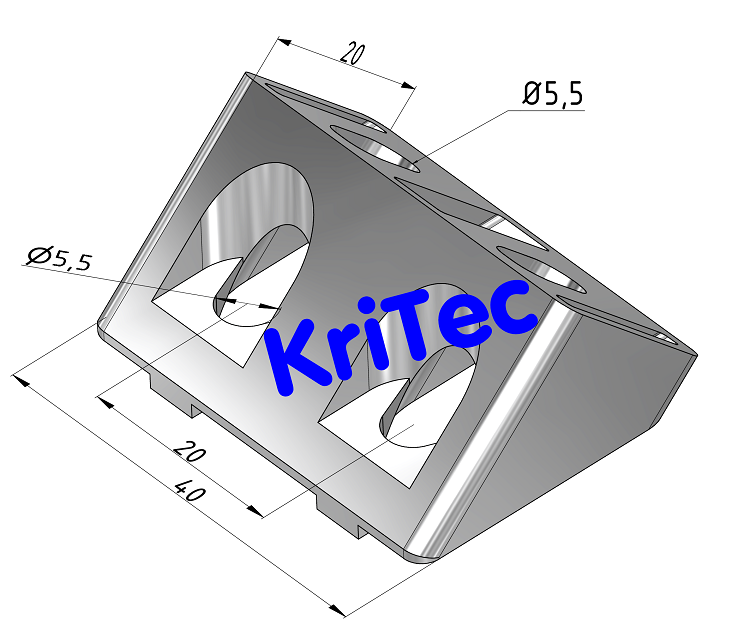 KriTec Doppel-Profilverbindungsblock 5 Raster 20, 40x20-45°